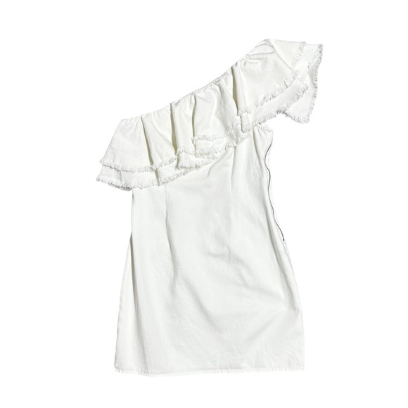 Asymmetrical Ruffle Denim Mini Dress - Future Collective™ Jenny K. Lopez Cream - Picture 2 of 7